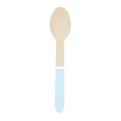 Small wooden spoons in pastel blue x 8