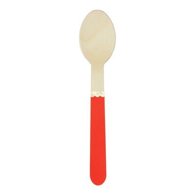 Small Red and Gold Wooden Spoons x 8
