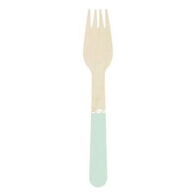 SMALL PASTEL GREEN WOODEN FORKS X 8