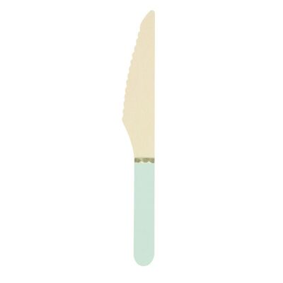 SMALL PASTEL GREEN WOODEN KNIVES X 8