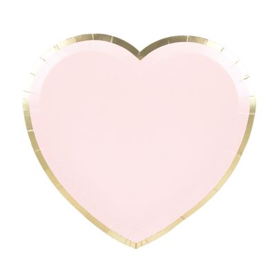 PASTEL PINK AND GOLD HEART PLATES 19CM X 8