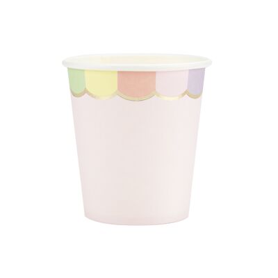 200ML SCALLOPED CUPS PASTEL PINK X 8
