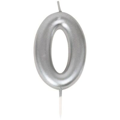 SILVER NUMBER 0 CANDLE