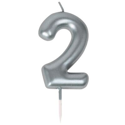 SILVER NUMBER 2 CANDLE