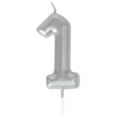 SILVER NUMBER 1 CANDLE
