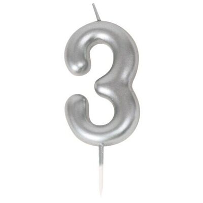 SILVER NUMBER 3 CANDLE