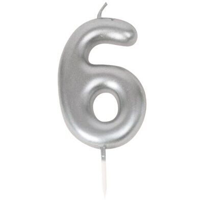 SILVER NUMBER 6 CANDLE