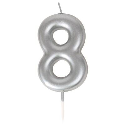 SILVER NUMBER 8 CANDLE