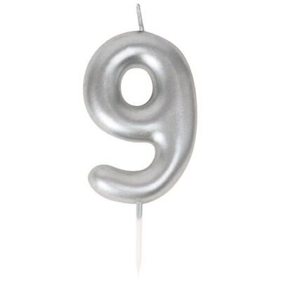 SILVER NUMBER 9 CANDLE
