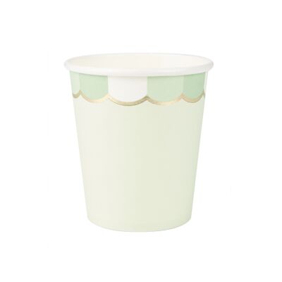 200ML SCALLOPED CUPS PASTEL GREEN X 8