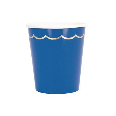 200ML SCALLOPED CUPS MAJORELLE BLUE AND GOLD X 8