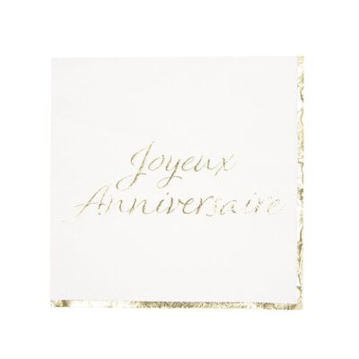 Napkins 33X33CM Happy Birthday Gold X 16