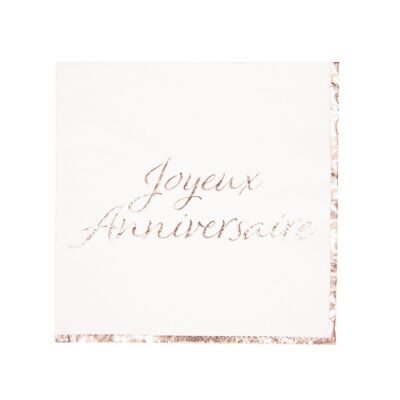 Napkins 33x33cm Happy Birthday Rose Gold x 16