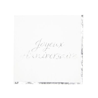 Napkins 33X33CM Happy Birthday Silver X 16