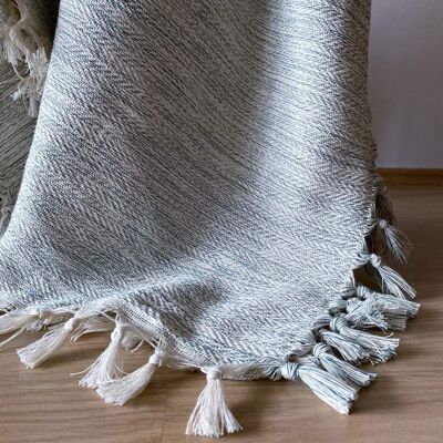 Hand-woven blanket "Şirince" - blue