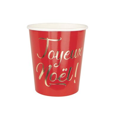 200ML RED AND GOLD MERRY CHRISTMAS CUPS X 8