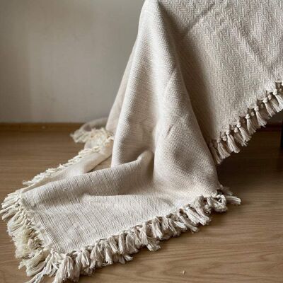 Hand-woven blanket "Şirince" - beige