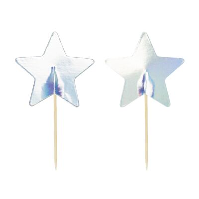 COCKTAIL PICKS IRIDESCENT STARS X 10PCS