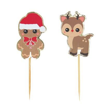 REINDEER AND GINGERBREAD COCKTAIL PICKS X 10PCS