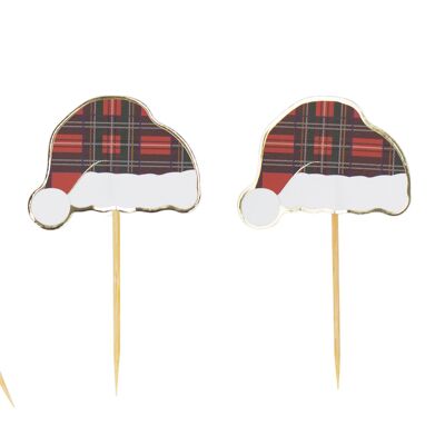 COCKTAIL PICKS TARTAN HAT X 10PCS