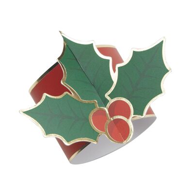 Christmas Holly Napkin Rings x 8pcs