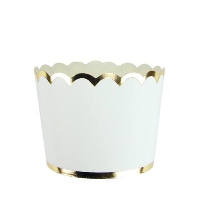 SMALL WHITE AND GOLD POTS X 8