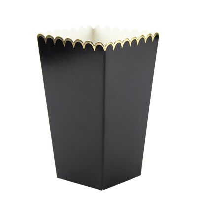 BLACK AND GOLD POPCORN BOXES X 8