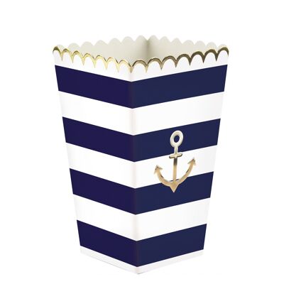 MARINIERE AND GOLD POPCORN BOXES X 8