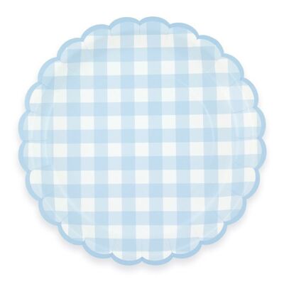 Blue Gingham Scalloped Plates 23cm x 8cm