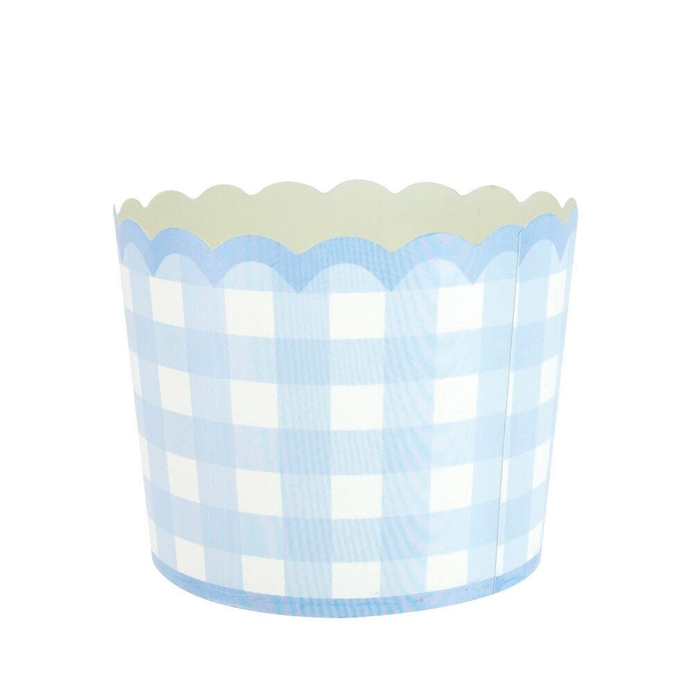 KLEINE BLAUE GINGHAM-TÖPFE X 8