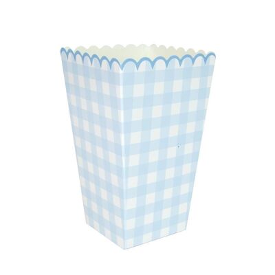 BLUE GINGHAM POPCORN BOXES X 8