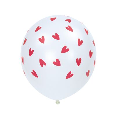 PALLONCINI BIANCHI E CUORI ROSSI X 6