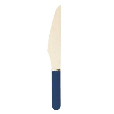 SMALL NAVY BLUE AND GOLD WOODEN KNIVES X 8