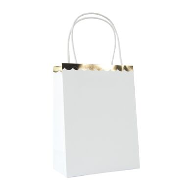 WHITE AND GOLD PAPER BAGS X 4