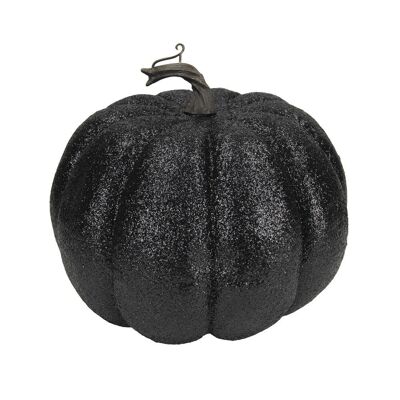 LARGE BLACK GLITTERED PUMPKIN
