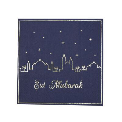 TOWELS 33X33CM EID MUBARAK GOLD X 16