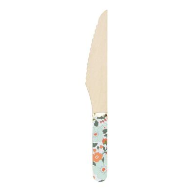 SMALL WOODEN KNIVES WITH FLOWERS AND GOLD X 8