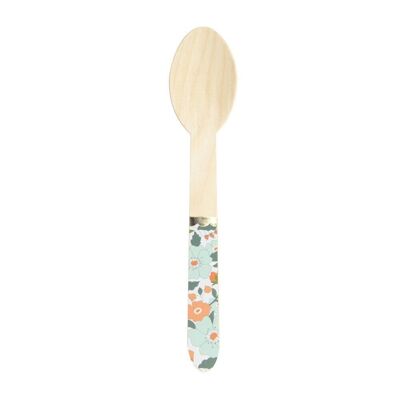 Small wooden spoons with flowers and gold x 8