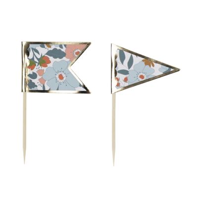 FLOWER AND GOLD COCKTAIL PICKS X 10
