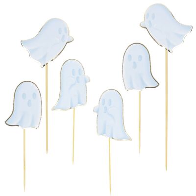 SET OF 6 PASTEL GHOST CAKE DECORATIONS