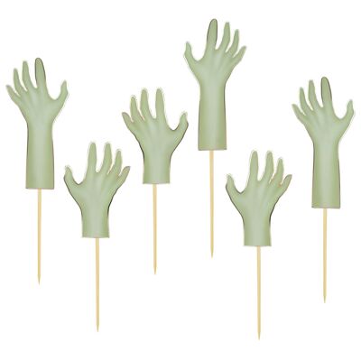 SET OF 6 PASTEL ZOMBIE HANDS CAKE DECORATIONS