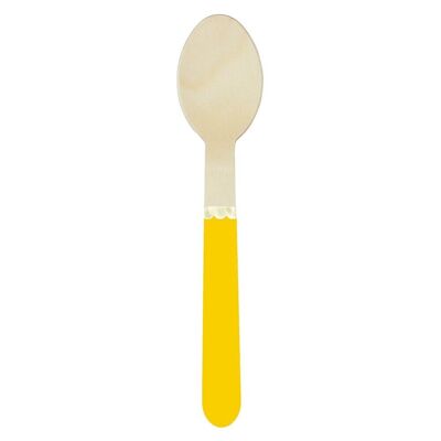 Small wooden spoons, yellow curry and gold x 8