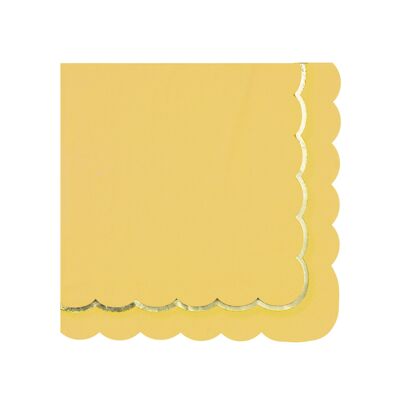 SCALLOPED NAPKINS 33X33CM CURRY YELLOW AND GOLD X 16