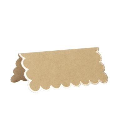 KRAFT AND GOLD SCALLOPED PLACE MARKERS X 8PCS