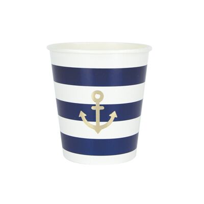 200ML SCALLOPED MARINIERE AND GOLD CUPS X 8