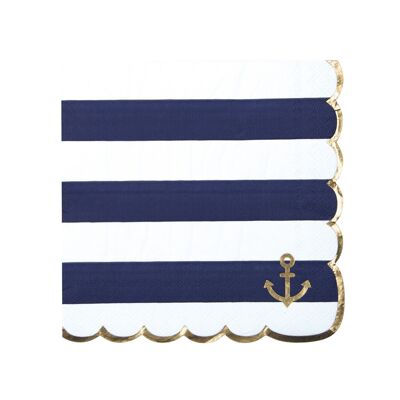 SCALLOPED NAPKINS 33X33CM MARINIERE AND GOLD X 16