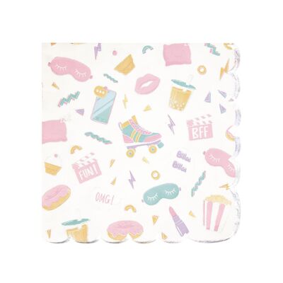 SCALLOPED NAPKINS 33X33CM PAJAMA PARTY X 16