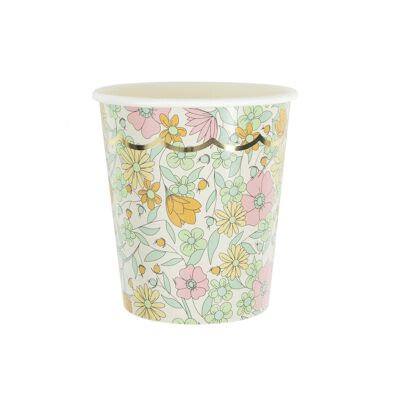 200ML SHABBY AND GOLD SCALLOPED CUPS X 8