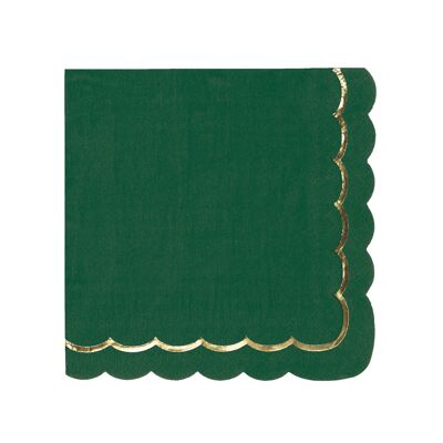 SCALLOPED NAPKINS 33X33CM JUNGLE GREEN AND GOLD X 16