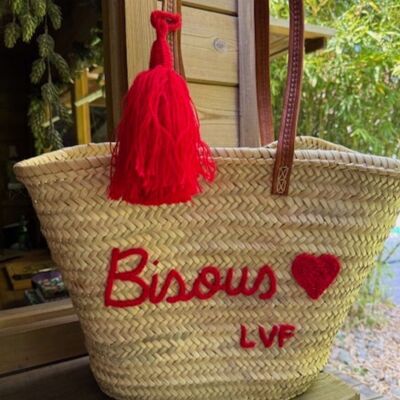 Red embroidery kisses basket